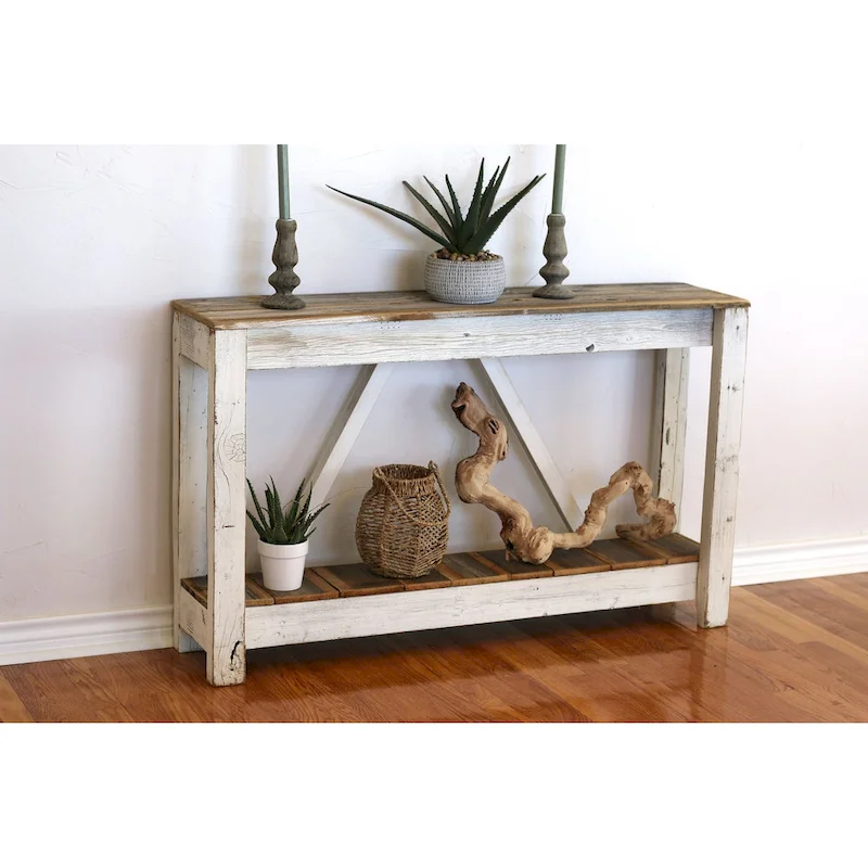 Natural Reclaimed Wood A-Frame Console Table - Single Use