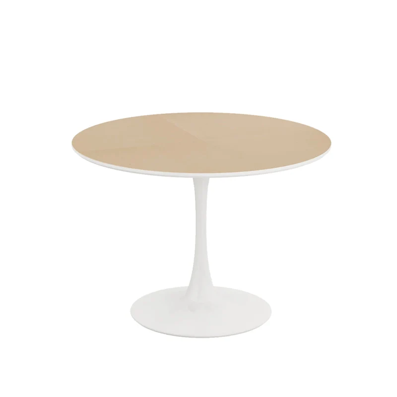 Modern Dining Table with Round Table Top & Metal Base