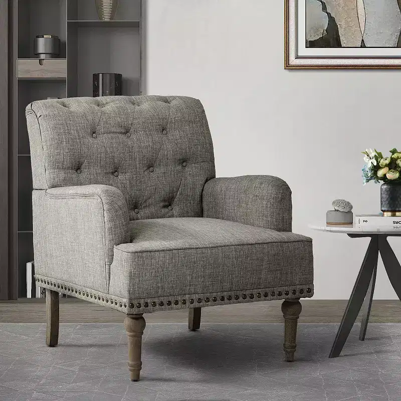 Naida Armchair with Carved Legs| ART OF LIVING DESIGNS-GREY