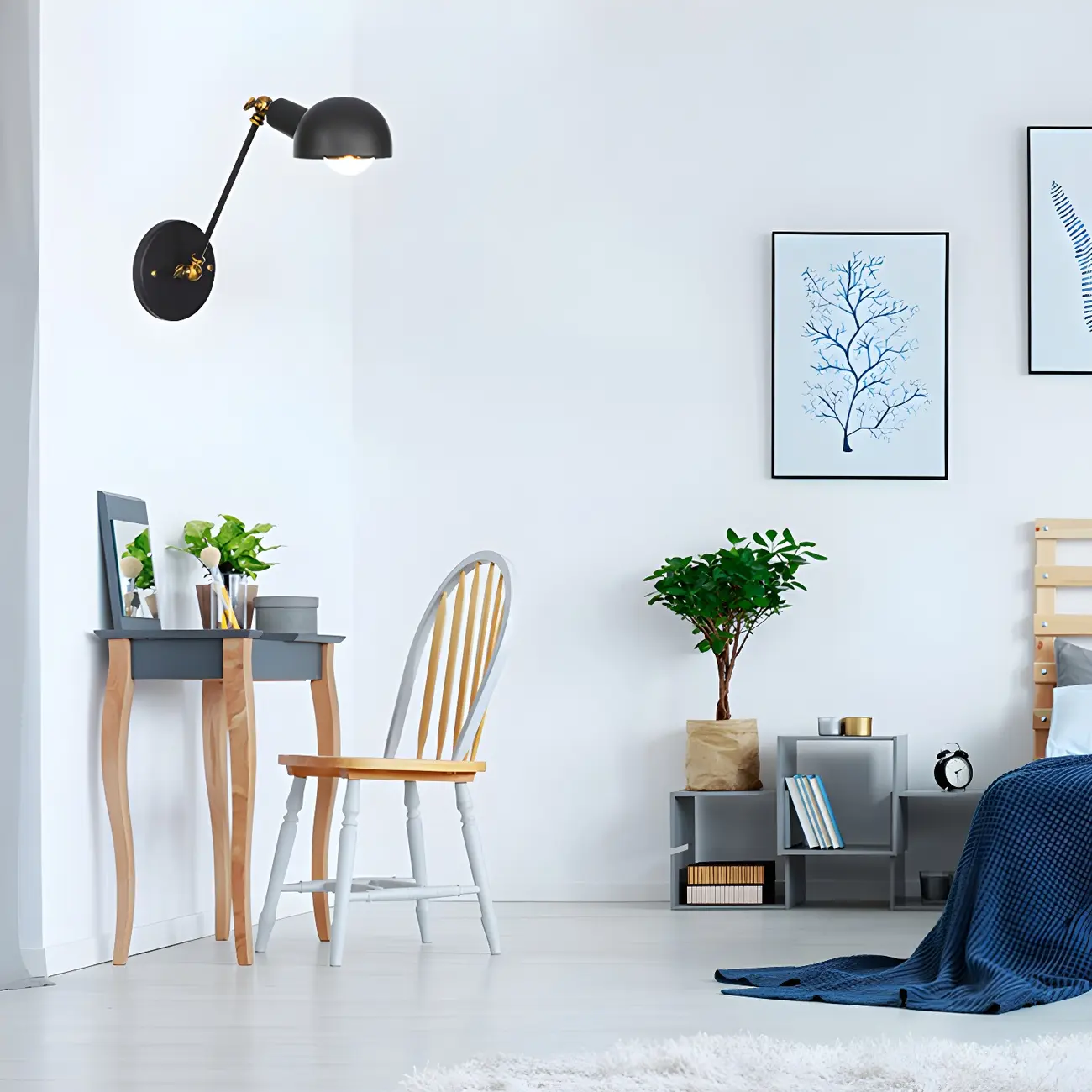 Adjustable Industrial Dome Swing Arm Wall Light