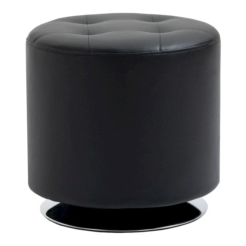 HOMCOM 360-deg Swivel Foot Stool Round PU Ottoman with Thick Sponge Padding and Solid Steel Base
