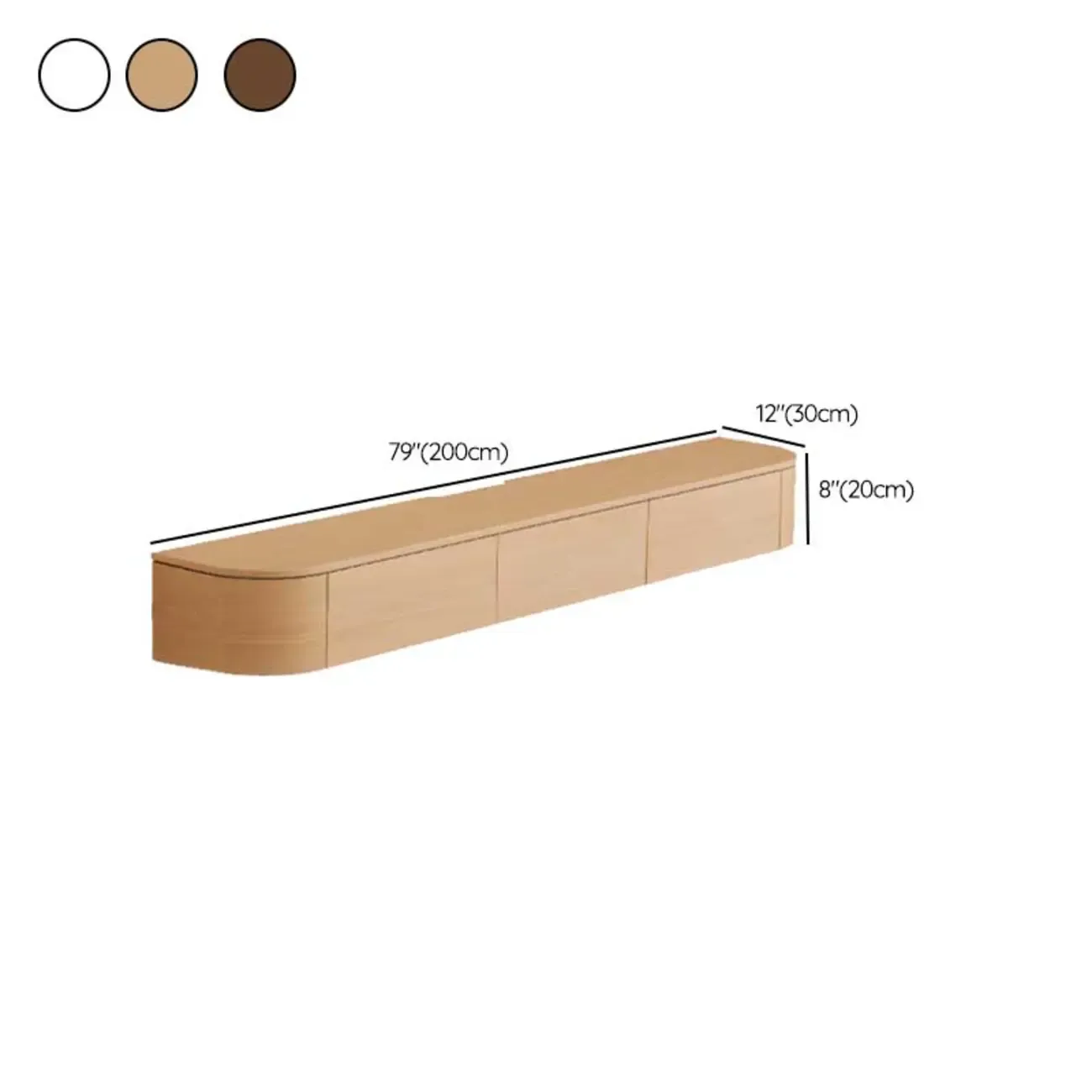 Nut-Brown Modern Wooden Wall-Mounted TV Stand with Light