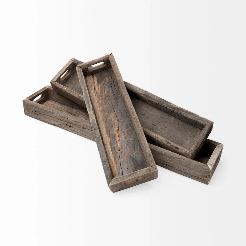 Vernon Brown Reclaimed Wood Rectangular Tray (Small)
