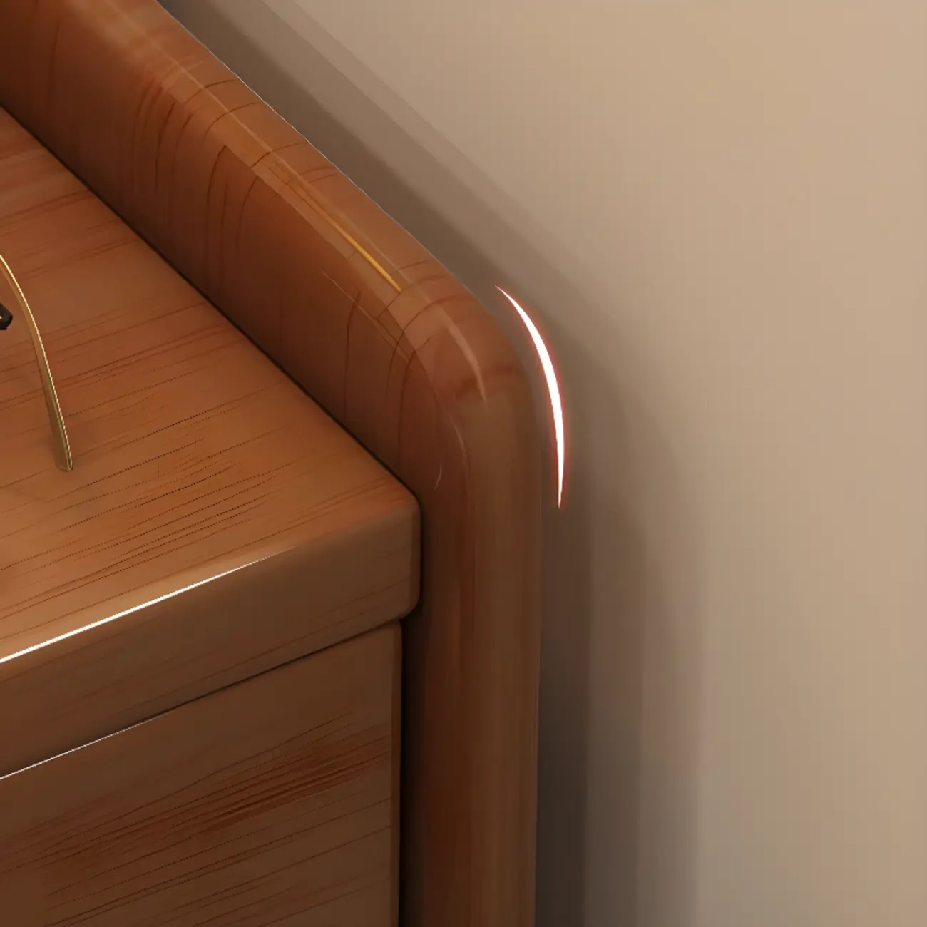 Narrow Wood 2 Drawers Nightstand in Natural Finish