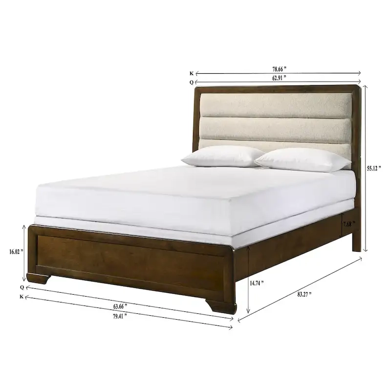 Jimmy 4 Piece Brown Beige Upholstered Panel Bedroom Set