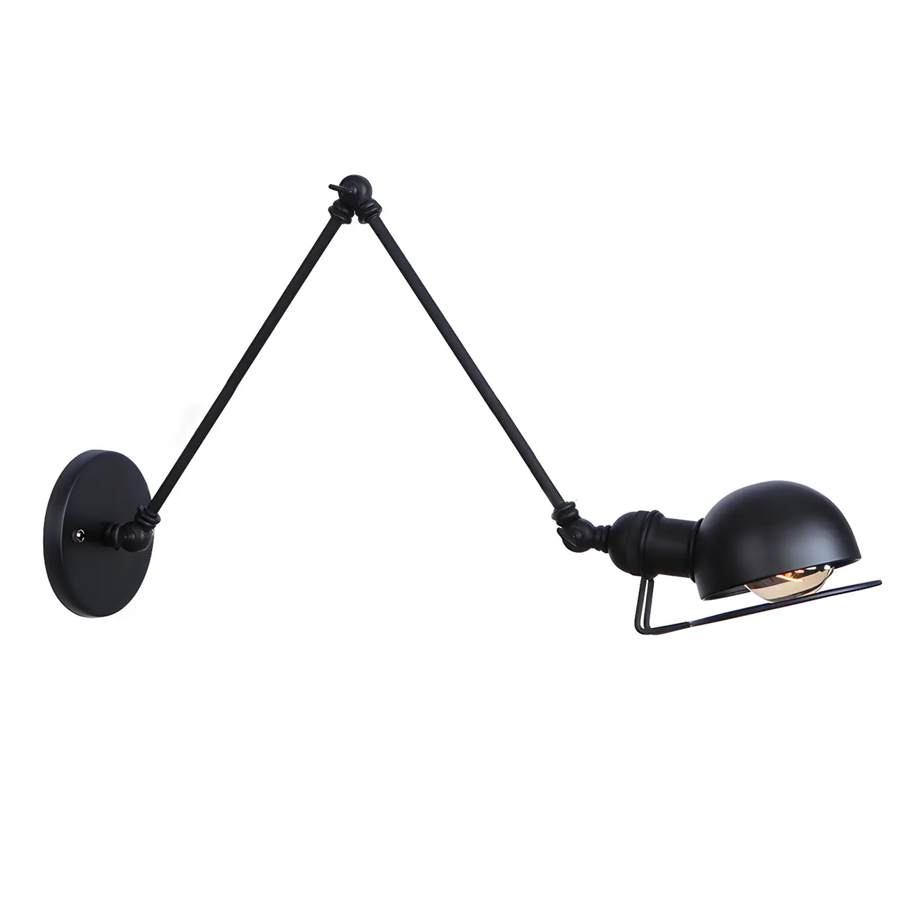 Industrial Black Adjustable Swing Arm Wall Sconce