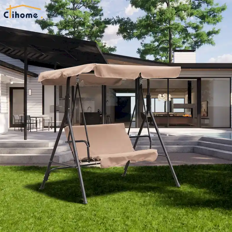 Clihome 2 Person Outdoor Porch Swing with Removable Cushions