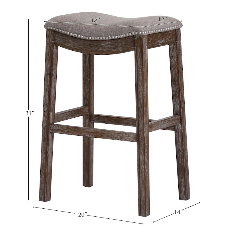 Sadie Saddle-Seat Wood Bar Stool with Upholstered Seat