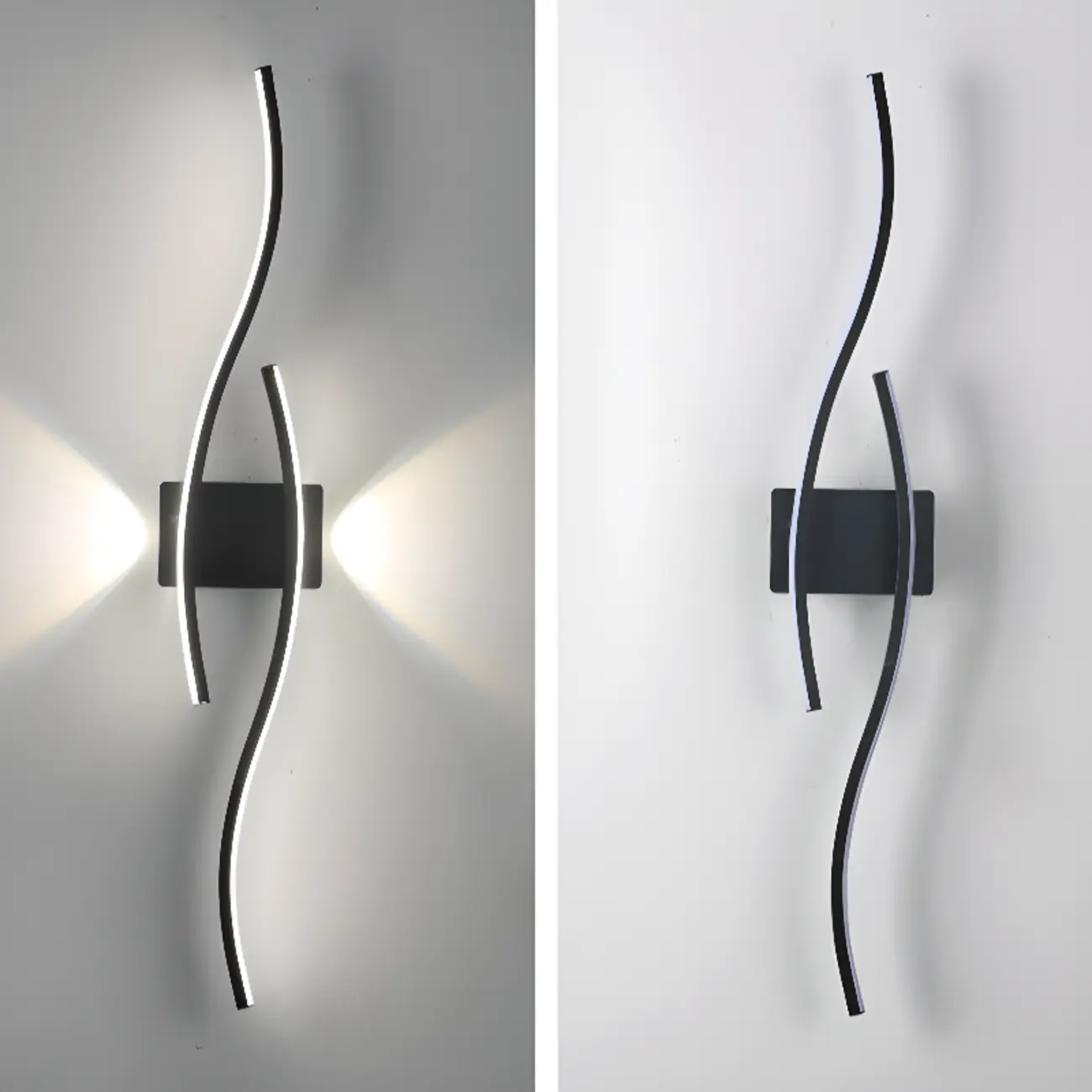Modern Metal Dual Wave Linear LED Wall Sconce Dimmable