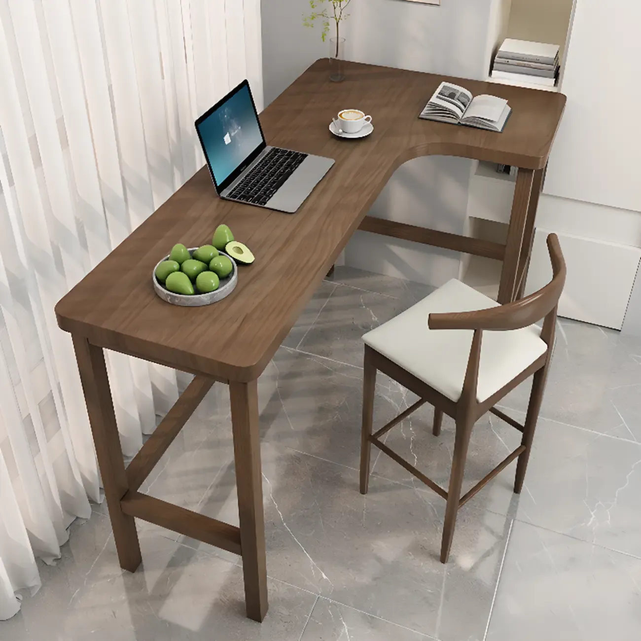 Free Form Brown Wooden Footrest Bar Tables