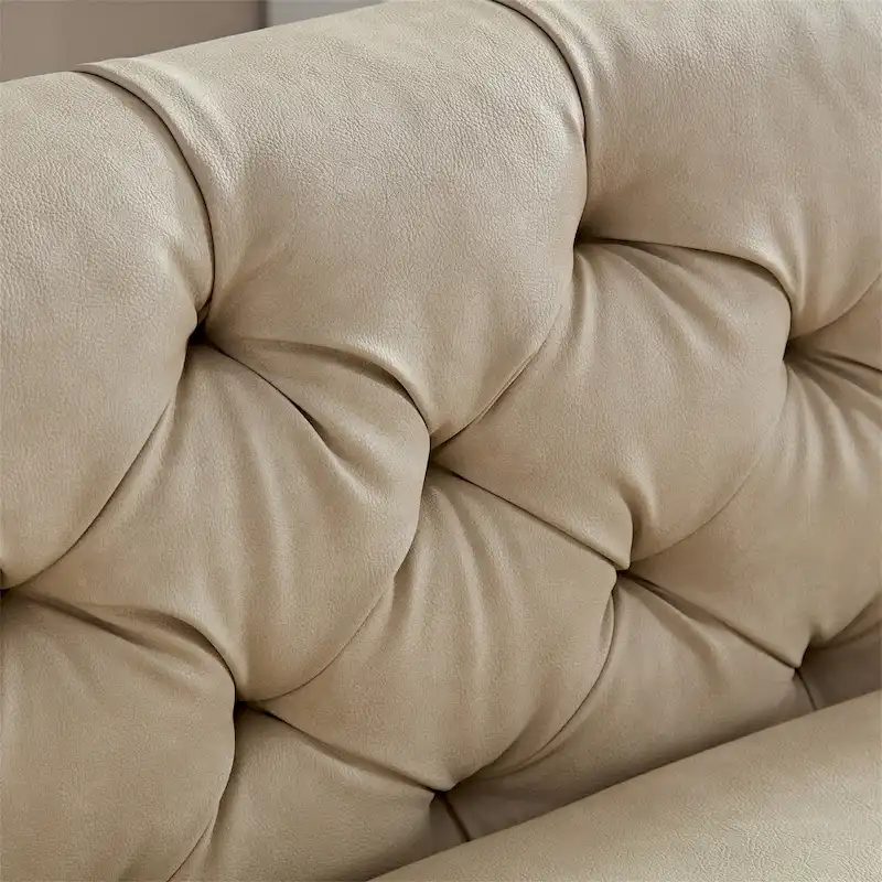 Modern Faux Leather Sofa with Metal Feet
