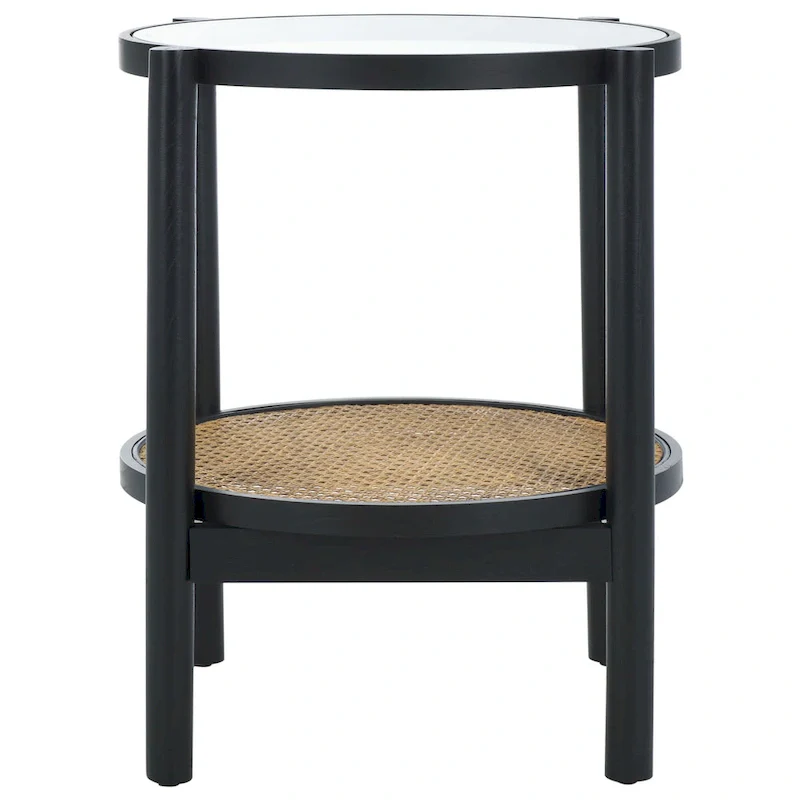 SAFAVIEH Couture Alberdine Rattan/Glass Accent Table - 23 In. W x 23 In. D x 24 In. H - 23W x 23D x 24H