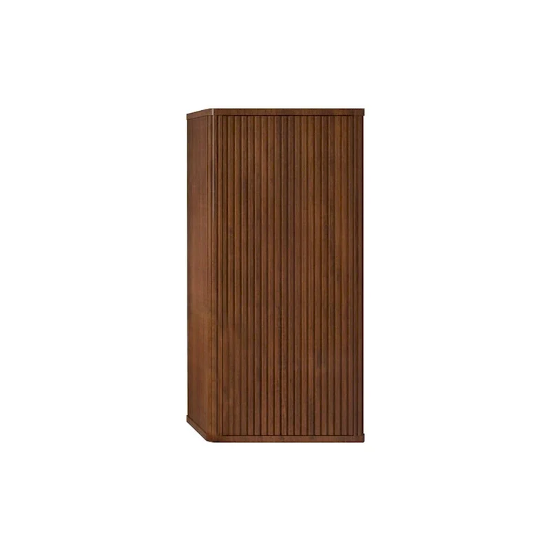 Wall-Mounted Floating Side Cabinet with Striped Texture and Inside Shelves