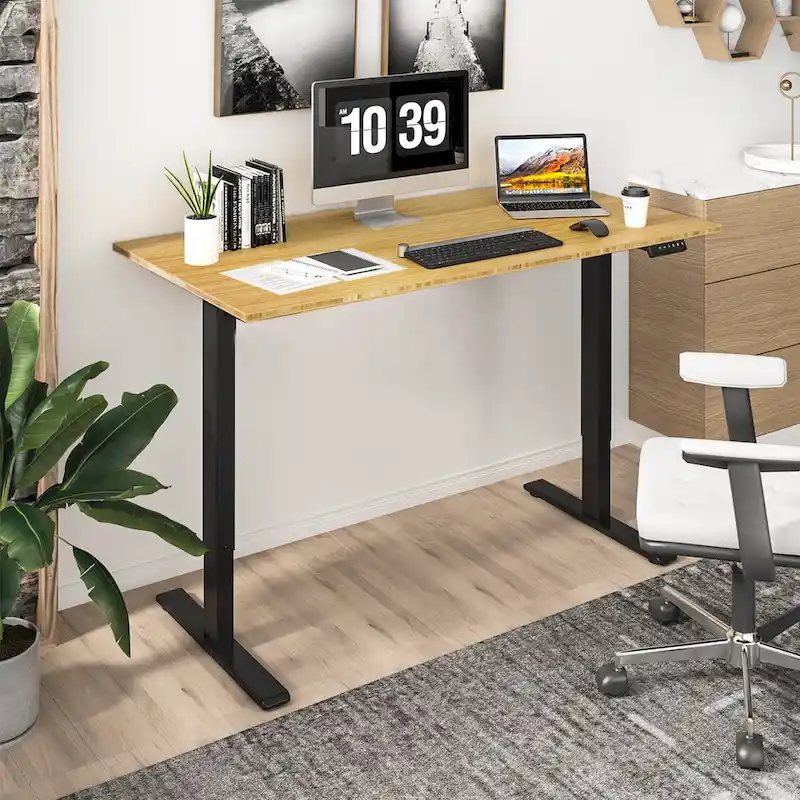 Bamboo Electric Height Adjustable Standing Desk - Single User