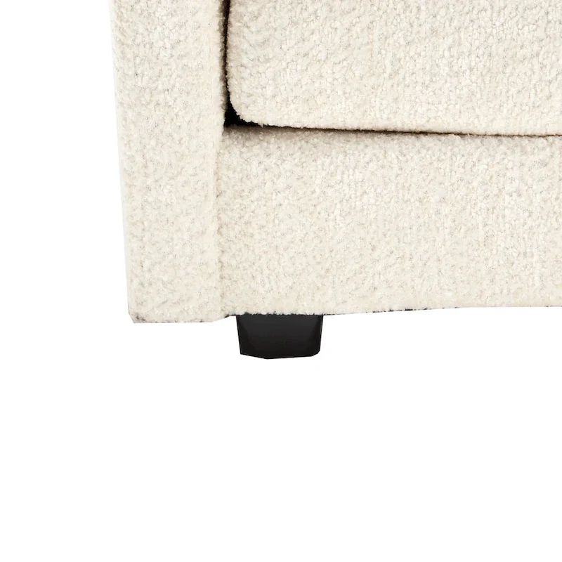 Beige 112.2  L-Shape 4-Seater Sectional Sofa in Modern Boucle Fabric with Removable Cushions and Detachable Armrests