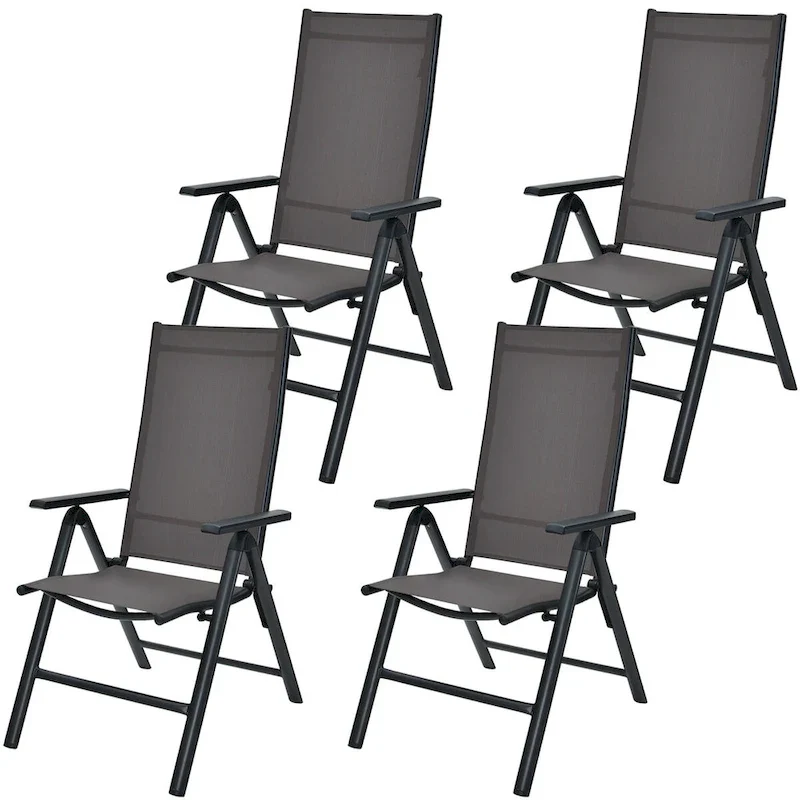 Costway 4PCS Patio Folding Dining Chairs Aluminium Adjustable Back - See details