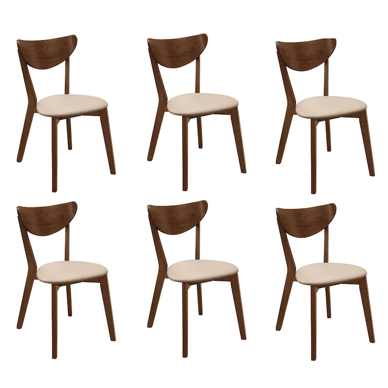 Markus Tan and Chestnut Open Back Dining Chairs (Set of 6)