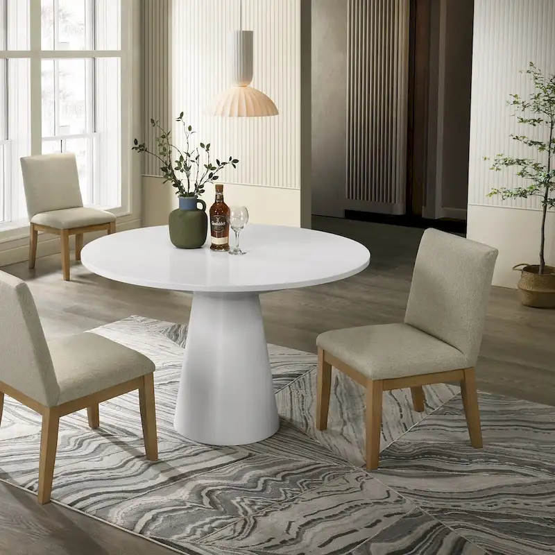 Roundhill Rocco 5-Piece 48 Pedestal Dining Set, Round Pedestal Table with 4 Chairs