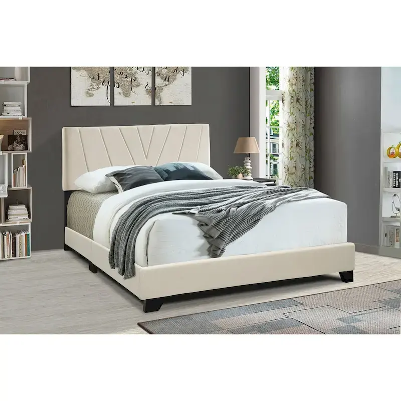 All-in-One Upholstered Cream Bed