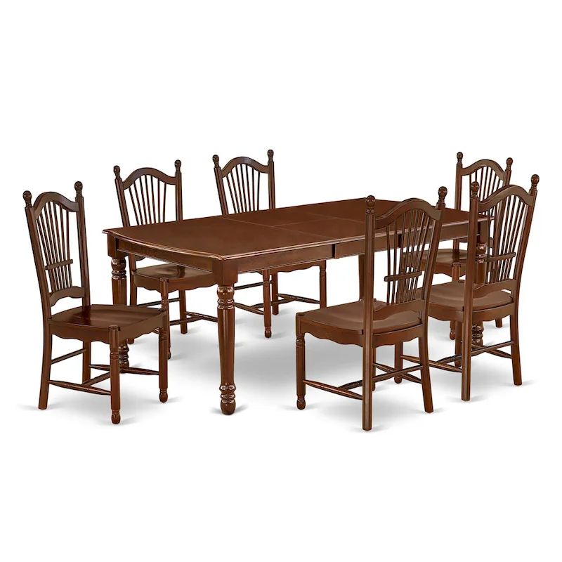 East West Furniture Modern Dining Table Set- a Rectangle Wooden Table and Dining Room Chairs, Mahogany (Pieces Option)