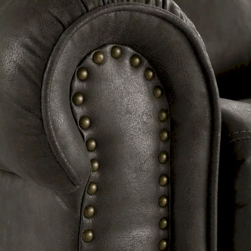 Polished microfiber rivet rotating gliding lounge chair