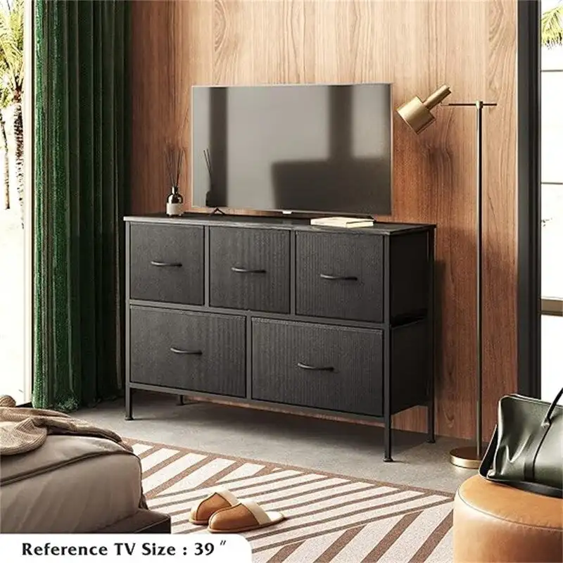 5-Drawer Fabric Dresser with Steel Frame