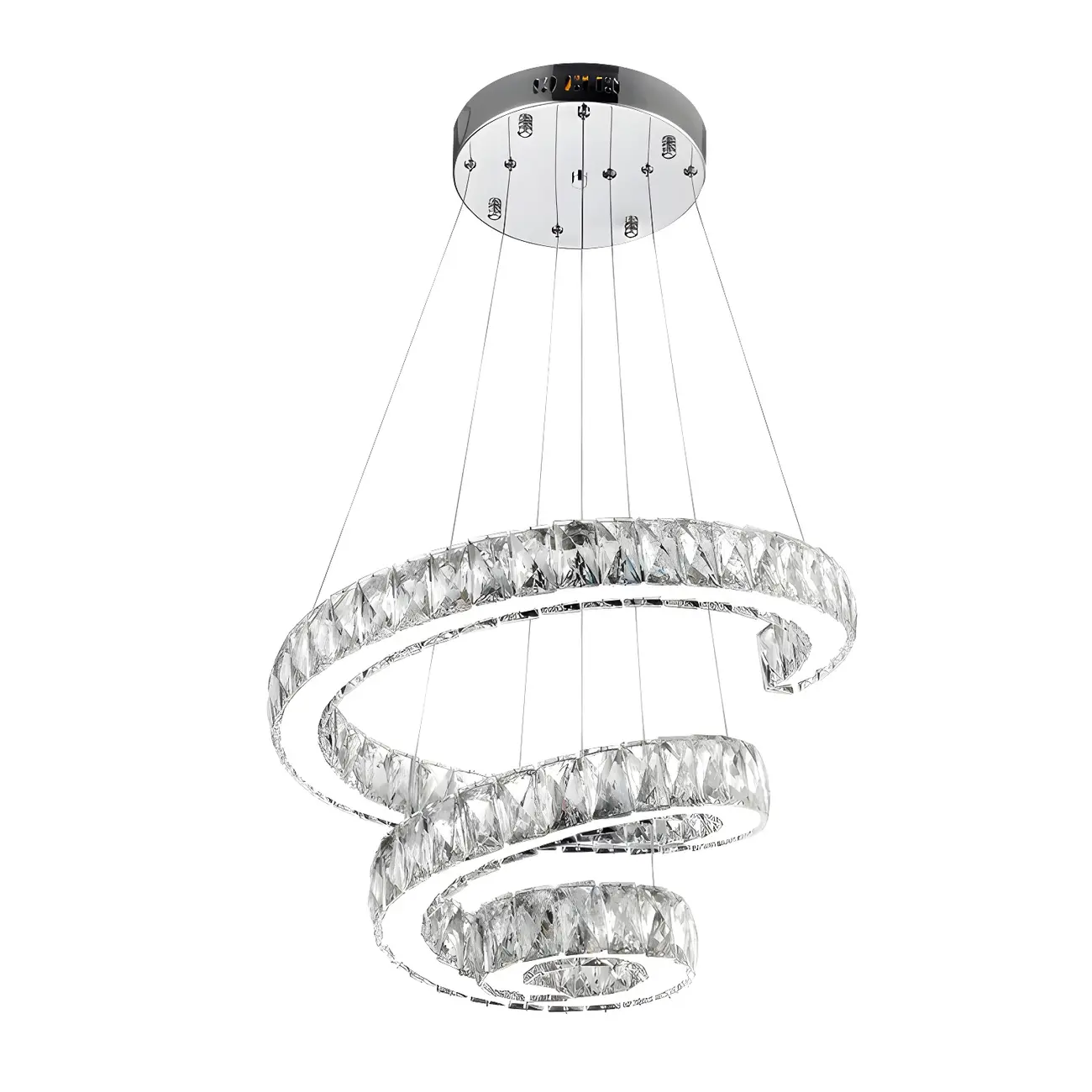 Large Modern Spiral LED Ceiling Crystal Chandelier Tiered Light