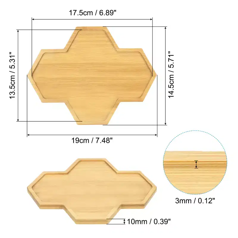 Unique Bargains Home Indoor Polygonal Bamboo Plant Pot Saucer Flower Drip Trays 19x14.5 Inch Wood Color