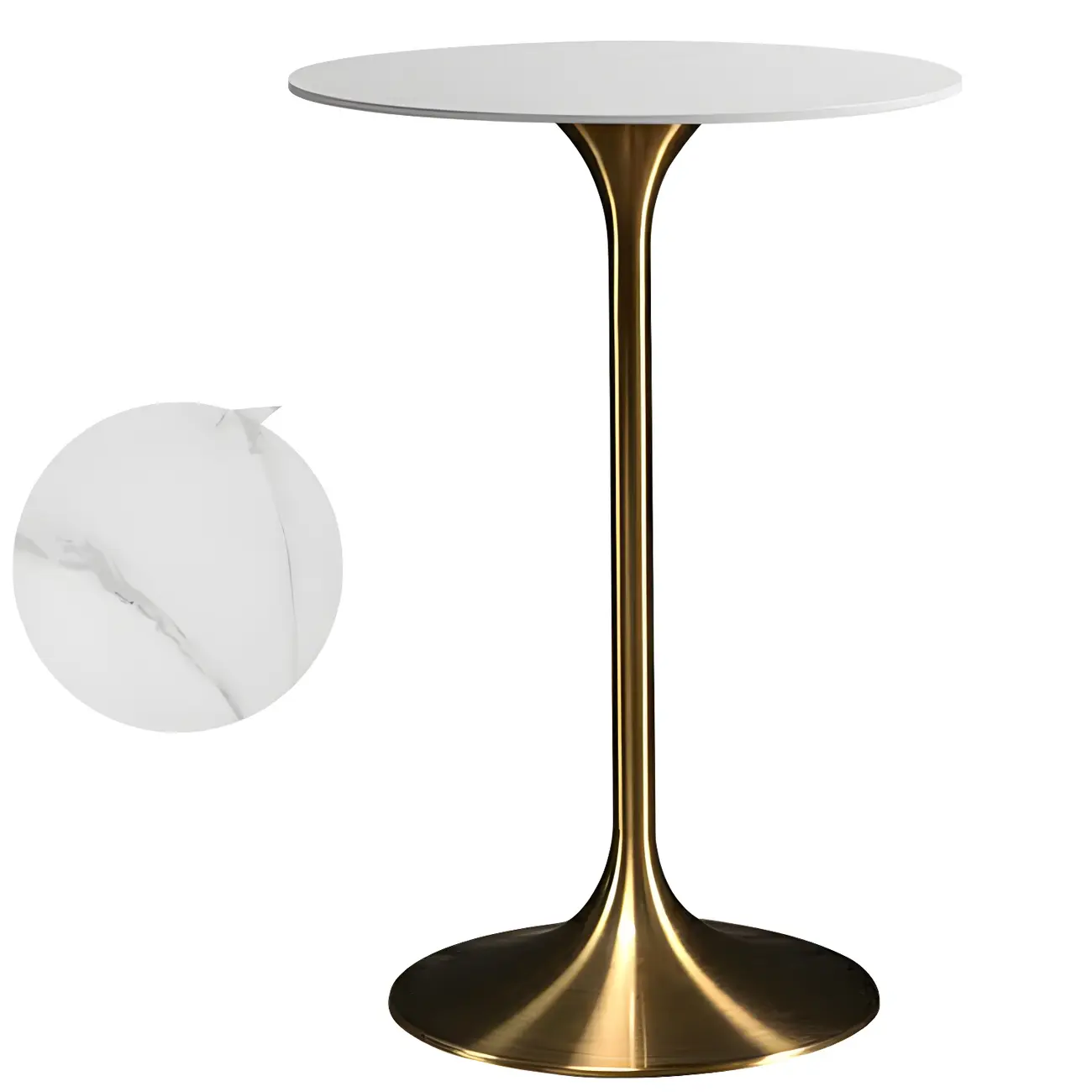 Round Glam Brown Gold Metal Tulip Base Bar Tables