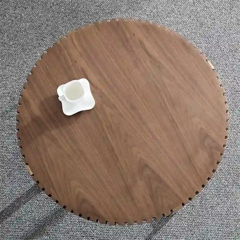 Modern 31.5 Round Coffee Table with Sturdy Metal Pedestal