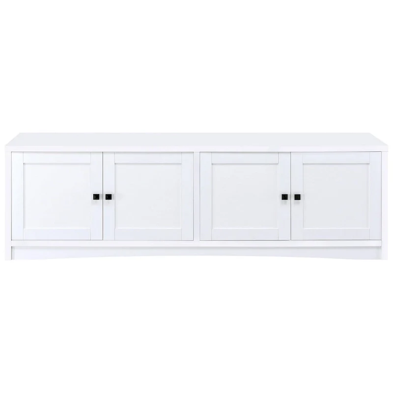 TV Stand Media Cabinet with 4 Doors, White Melamine 78 Inch