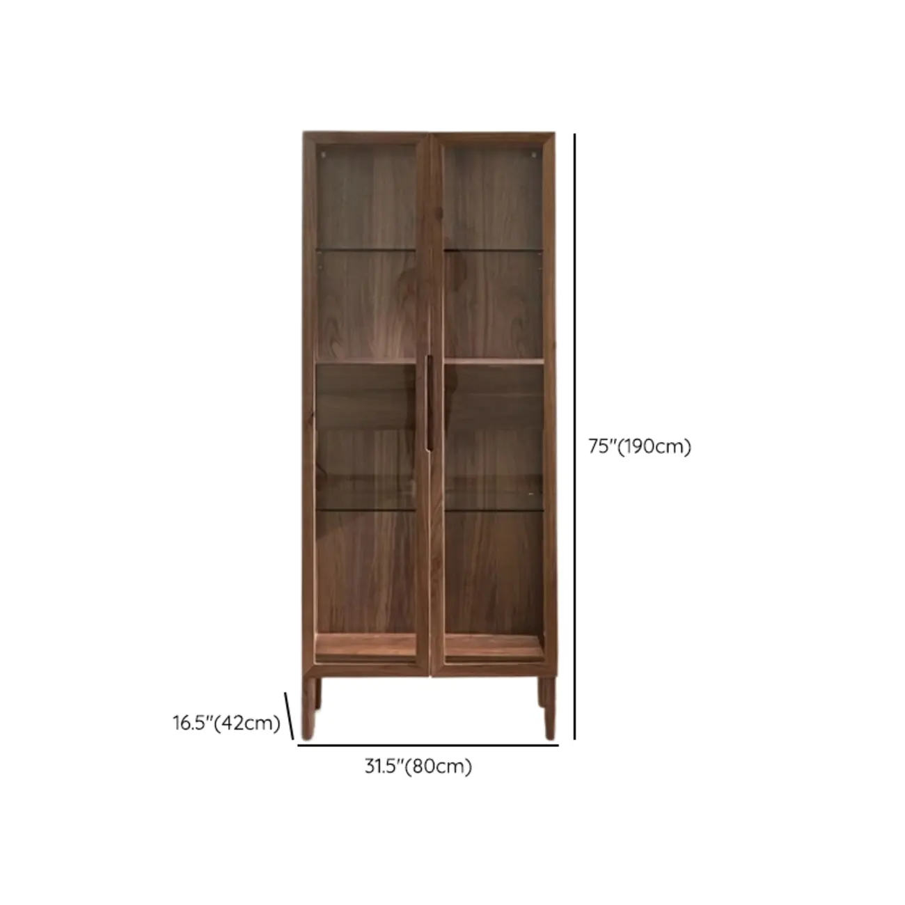 Sitting Room Old School Walnut Glass Cabinet with Illuminating