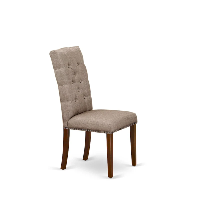 3 Piece Dining Table Set Contains a Round Dining Table and 2 Linen Fabric Parson Chairs, (Finish Options)