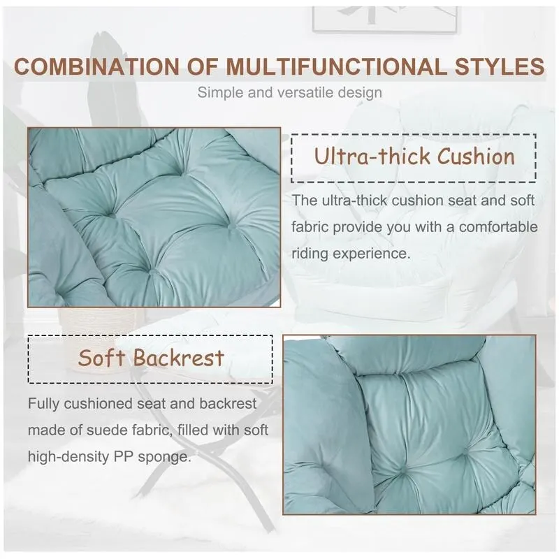 Modern Cotton Thick Padded Lazy Chair With Folding Ottoman