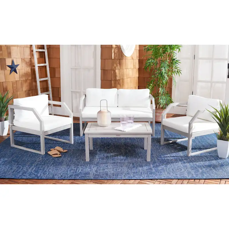 SAFAVIEH Outdoor Living Dren 4-piece Living Set - Grey/Beige - 47
