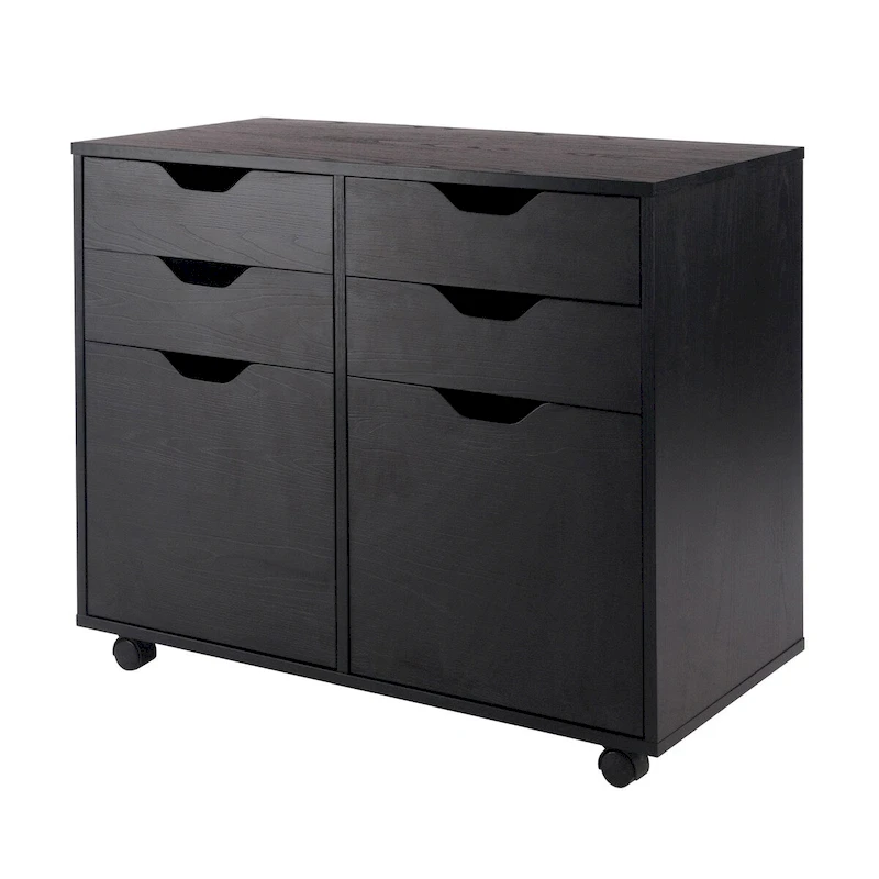 32 Black 2 Section Mobile Storage Cabinet