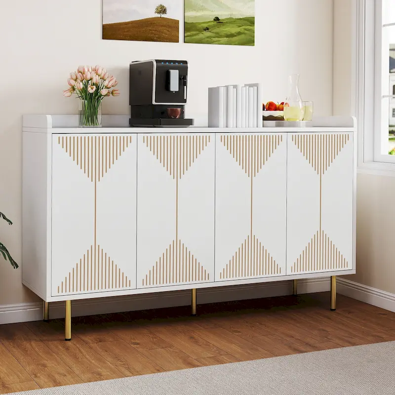 55 Kitchen Buffet Cabinet with Storage Sideboard Buffet Table with Doors