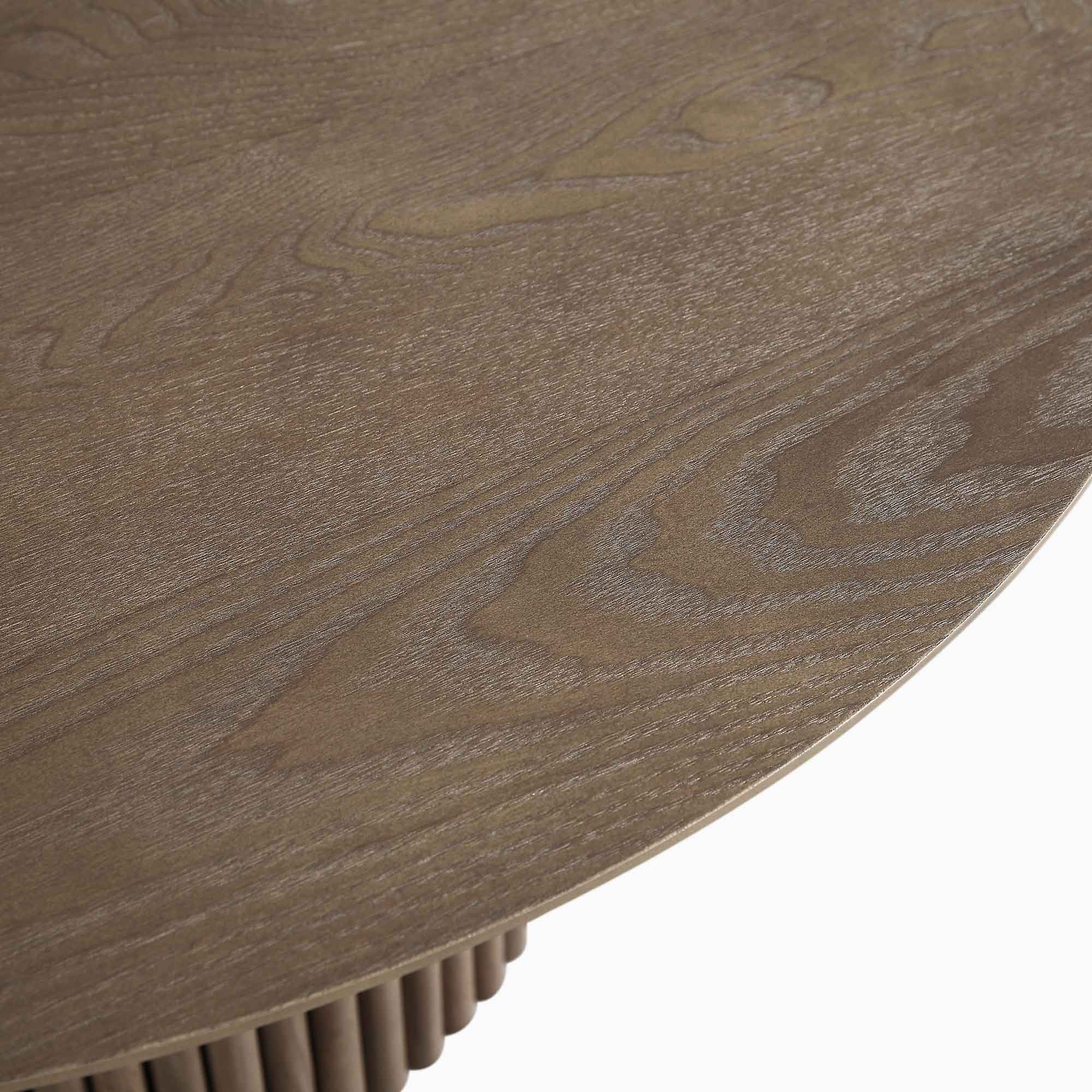 Round Oak Pedestal Coffee Table, Silver Oak