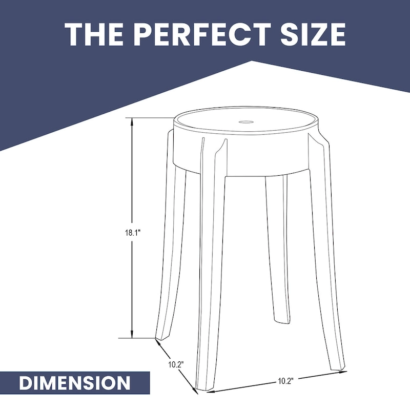 LeisureMod 18 in. High Backless Acrylic Counter Stool with Round Seat and Foot Rest - 18.1