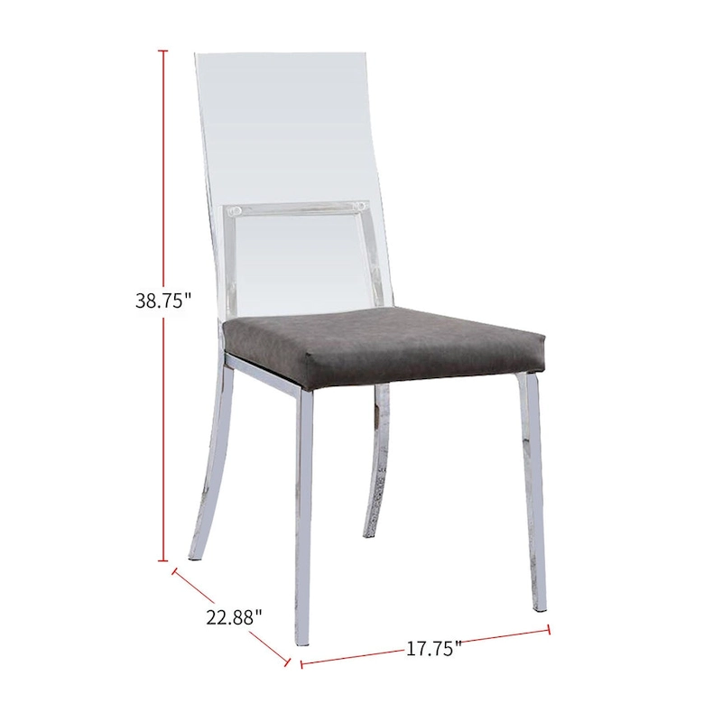 Set of 2 Acrylic and Leatherette and Metal Dining Chairs