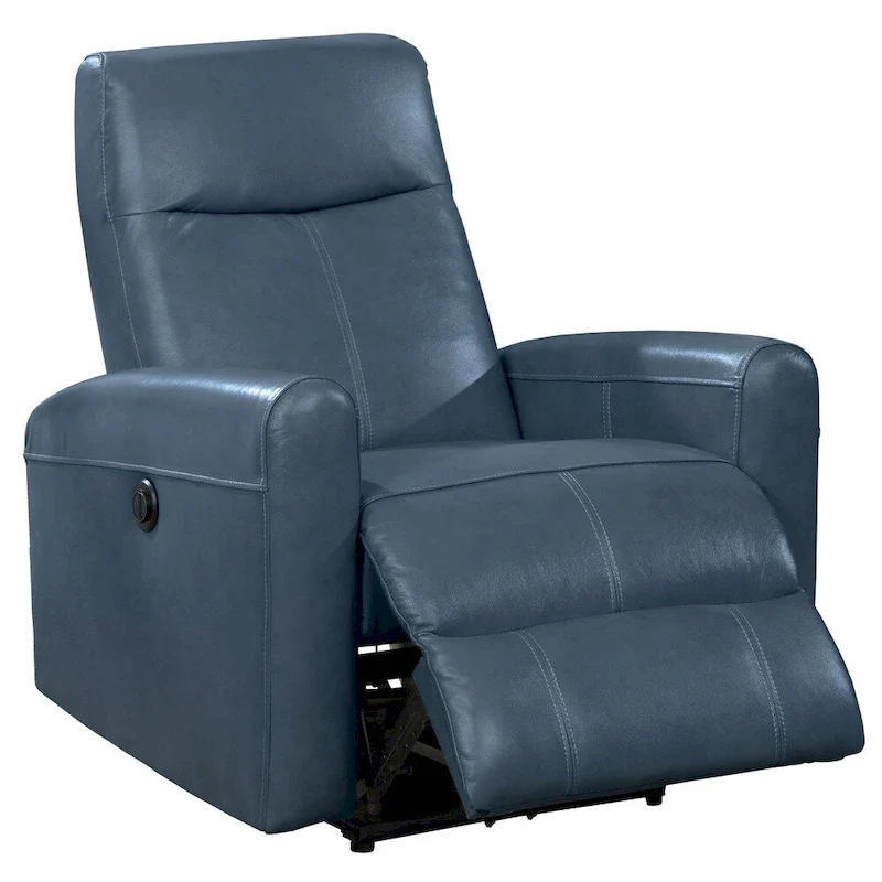 Contemporary Leather Power Recliner with Lumbar Massage