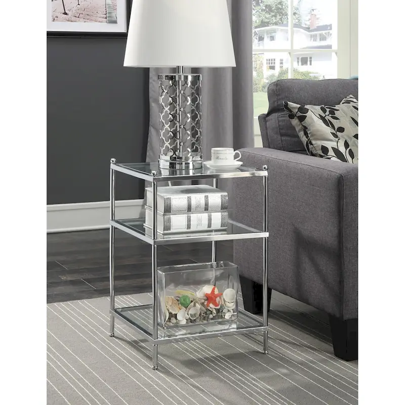 Convenience Concepts Royal Crest 3 Tier Glass End Table
