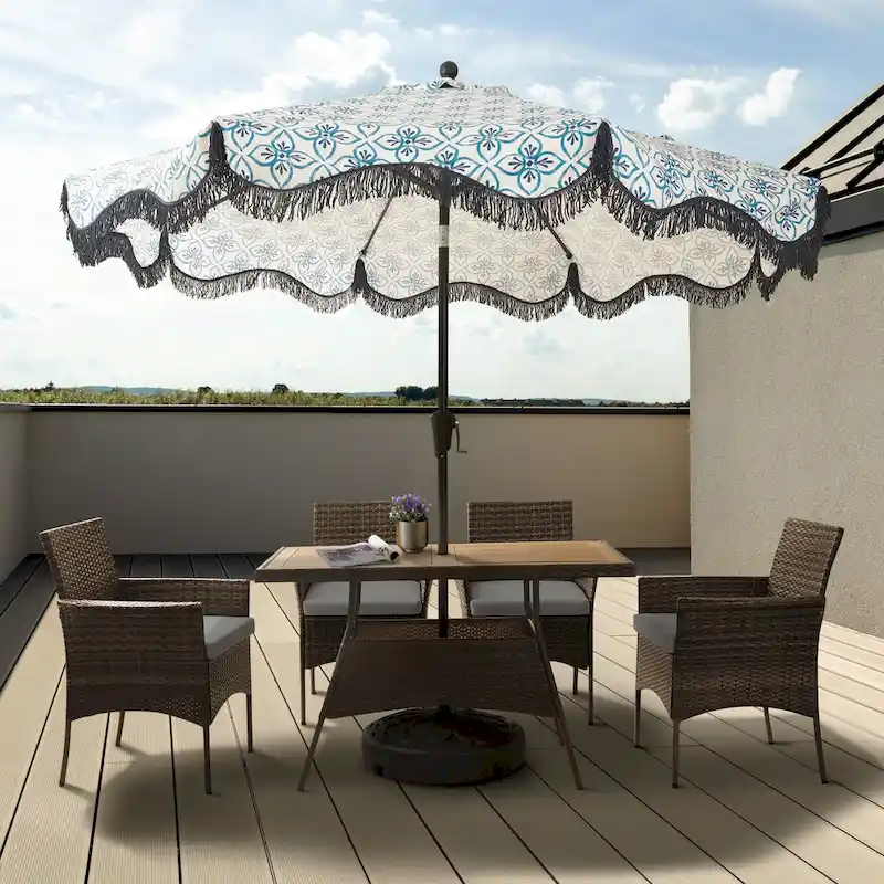 Teamson Home - 5-piece Brown Rattan Patio Dining Set - 47L x 27.6W x 29H