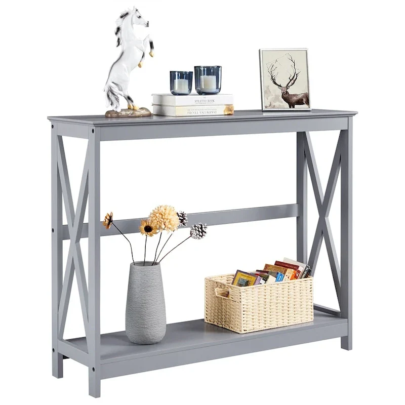 Grey/Black/White 2-Tier X-Design Console Table for 1