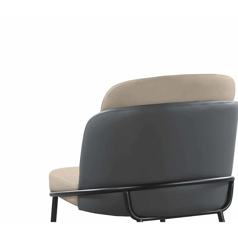 Somette Kimmy Two-Tone Gray Faux Leather Side Chair with Gold Accents, Set of 2 - Dining height