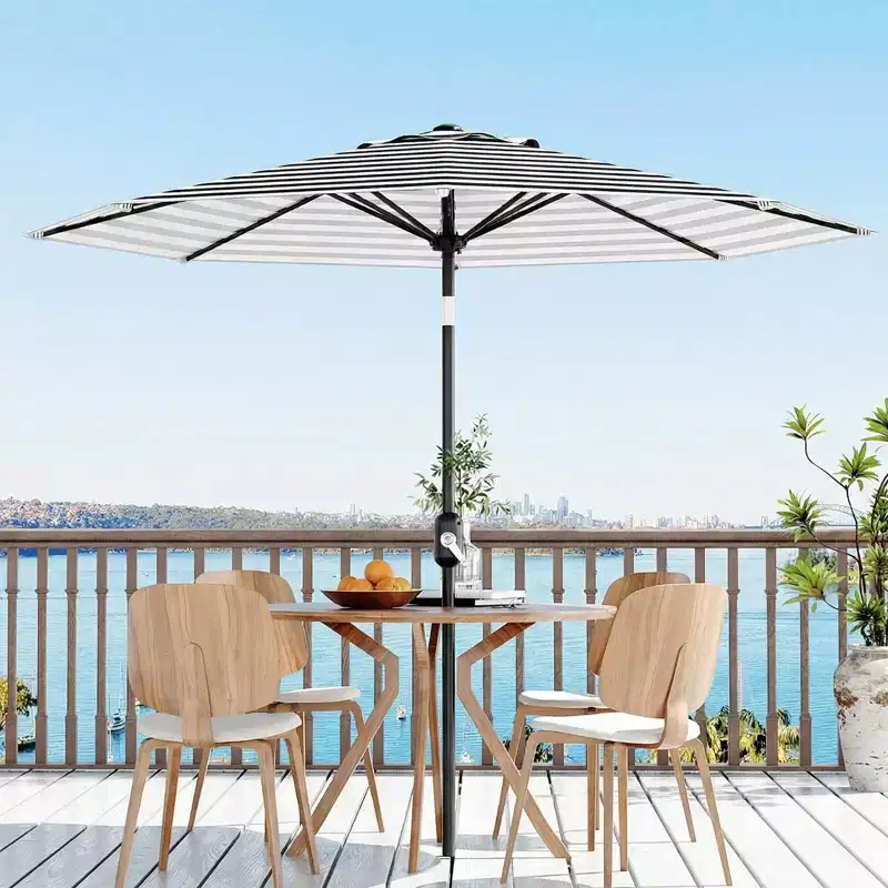 10FT Patio Umbrella - UV/Waterproof Market Parasol with 8 Ribs & Crank Tilt for Pool, Deck & Garden