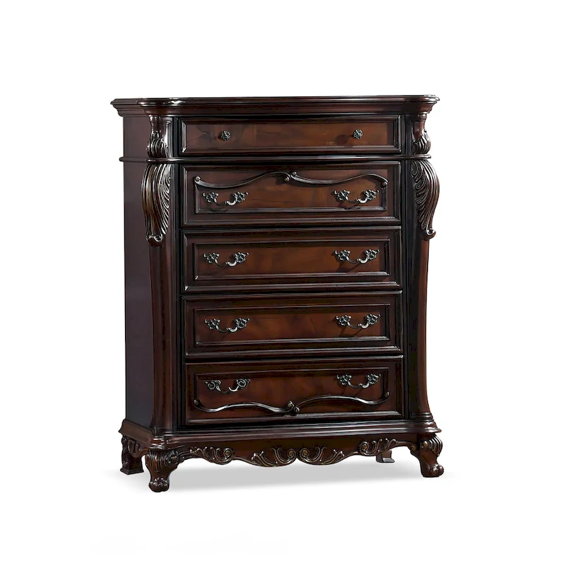 Furniture of America Eugene Traditional Solid Wood Chest with Felt-lined Top Drawer and Cedarwood-lined Drawer