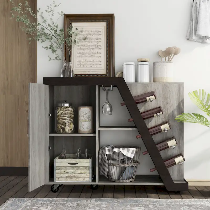 Furniture of America Tern Modern 6-shelf Mobile Wine Cabinet