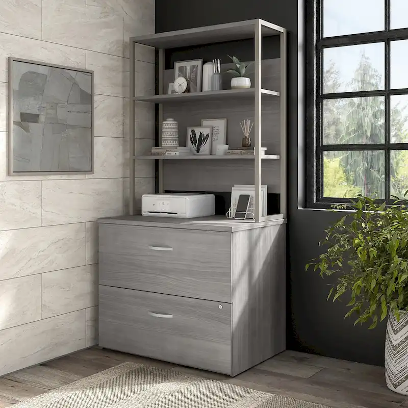2-Drawer Lateral File Cabinet with Open Shelves