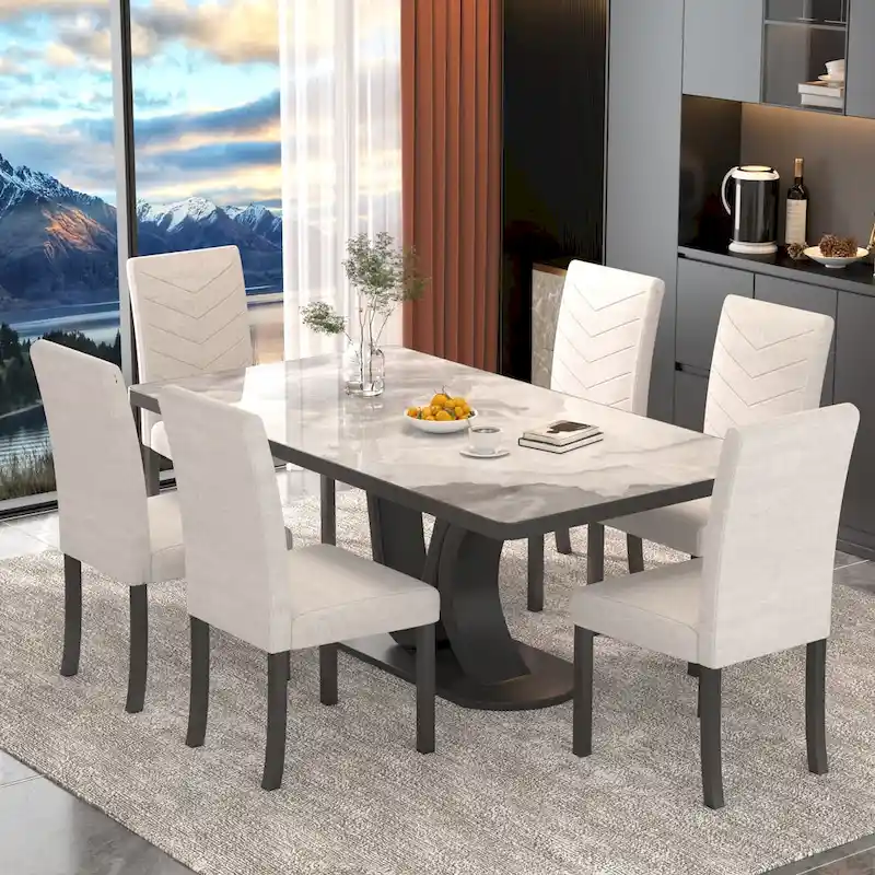 VECELO Upholstered Dining Chairs Set of 6 Parson Classic Upholstered Dining Chair,Modern 37